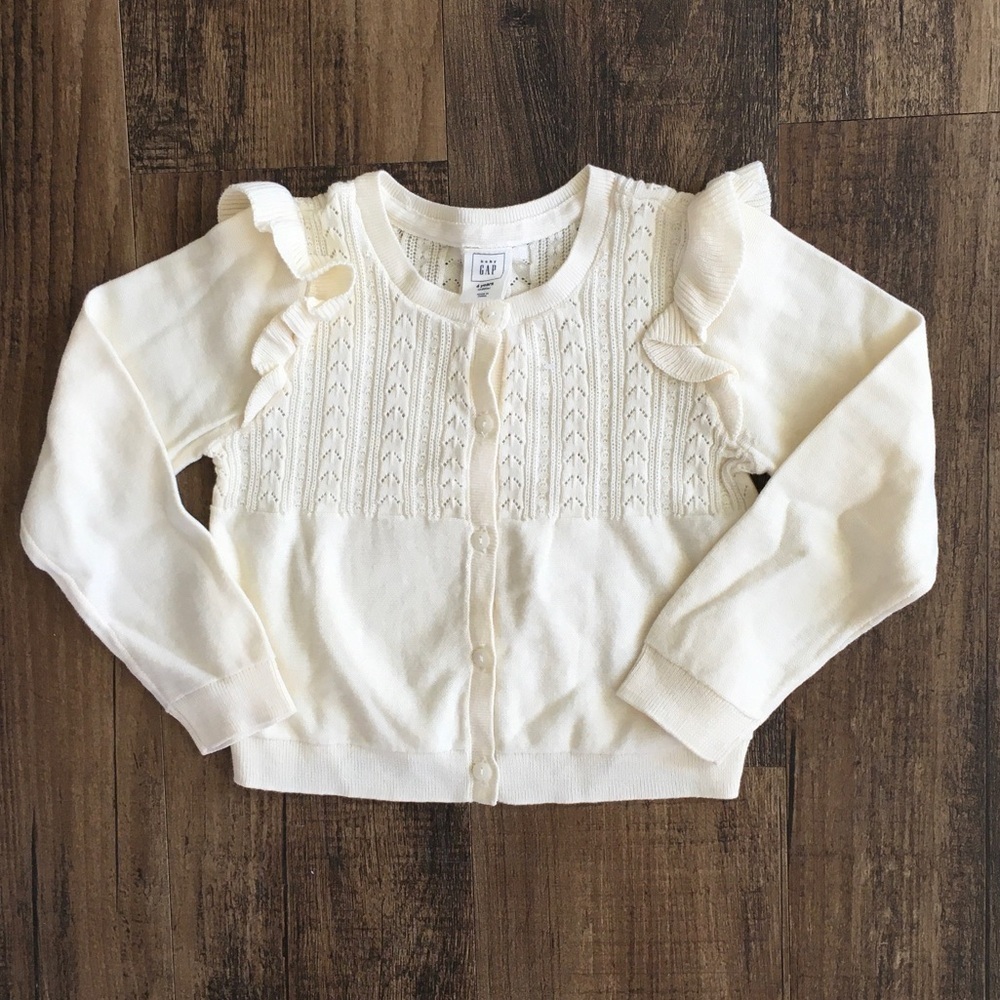 GAP Cream Knit Button-Up Cardigan